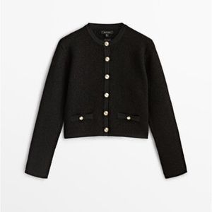 Massimo Dutti Bouclé knit cardigan with pockets in M